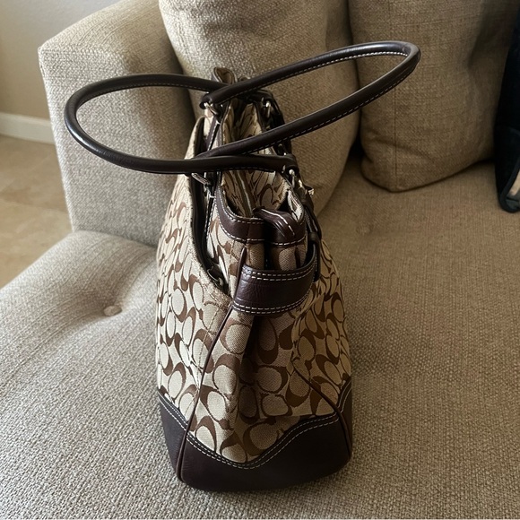 Coach Signature Hampton Canvas Jacquard Satchel Shoulder Bag Handbag Tote $500 - Picture 11 of 16